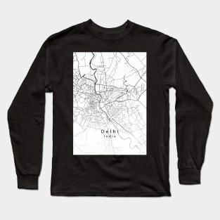 Delhi India City Map Long Sleeve T-Shirt